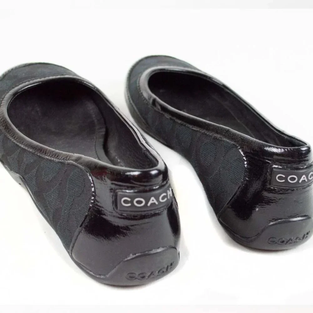 Coach Black Canvas True Patent Cap Toe Ballet Flats - Picture 7 of 10